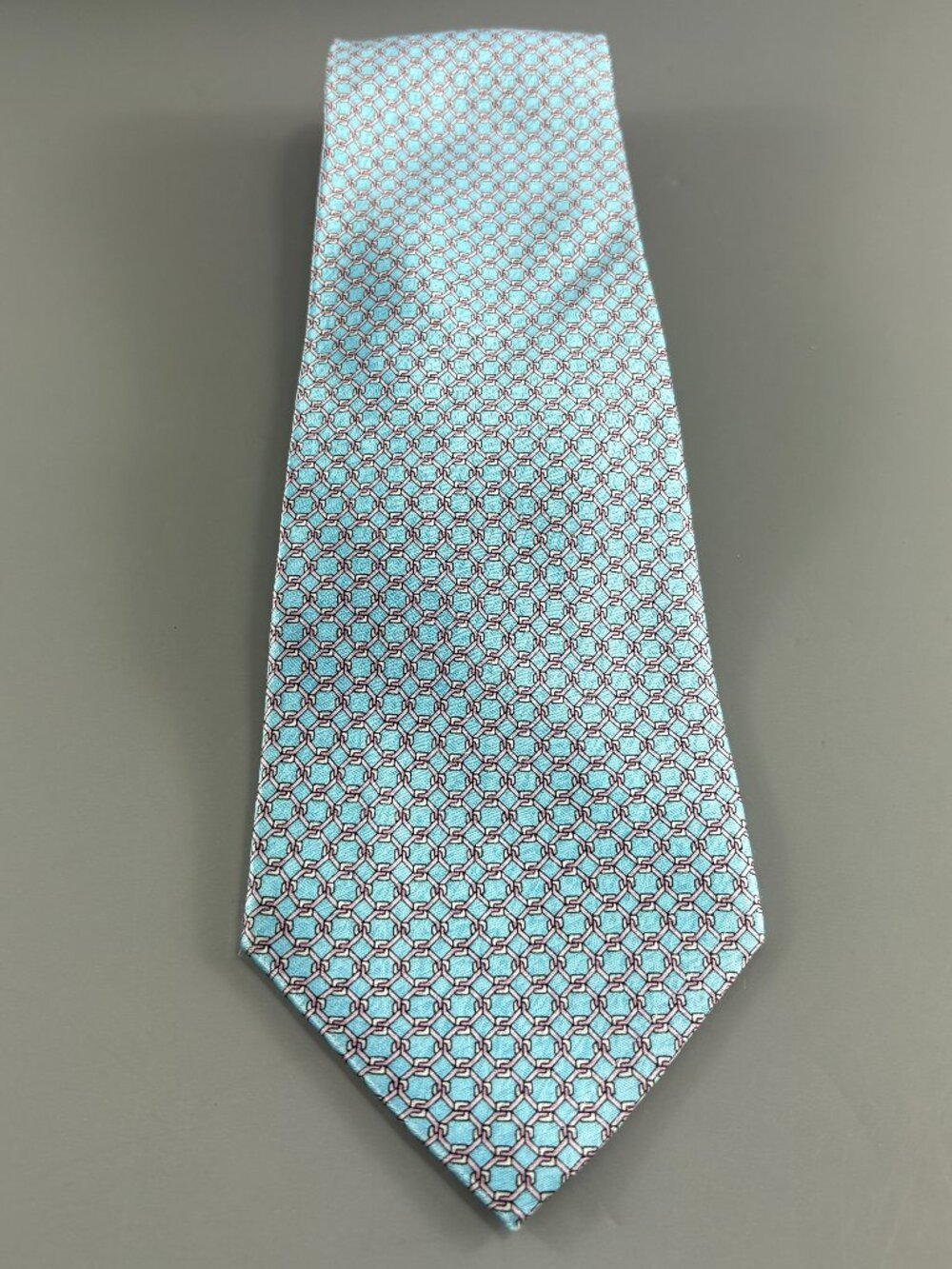 Pierre Cardin Lt. Blue / Silver Chain Design Men's Long Tie 4" x 65"